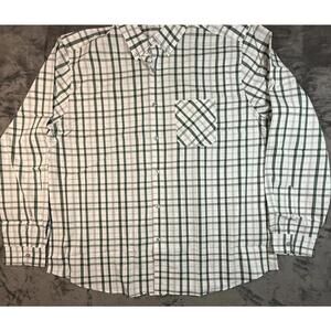 ANTIGUA Dress Shirt Mens 3XL White & Green Plaid  Long Sleeve NEW